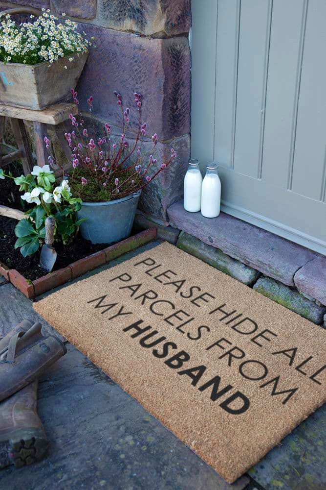 Please Hide All Parcels My Husband Country Coir Doormat