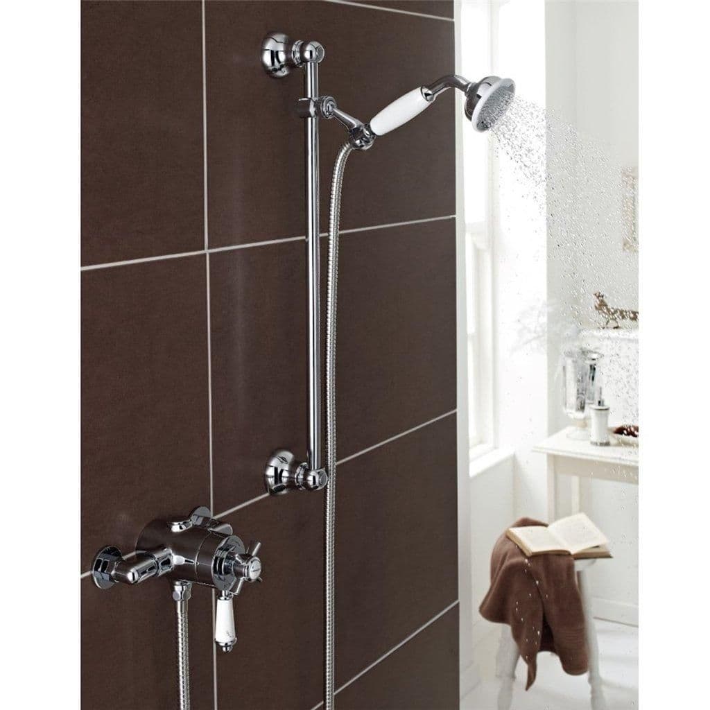 Chrome Exposed Mixer Shower Adjustable Wall Hung Slide Rail Kit