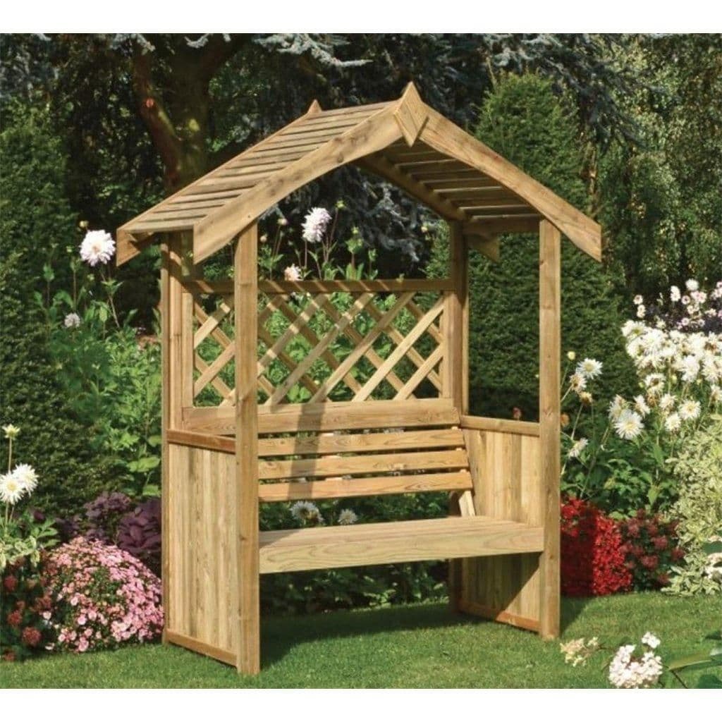 Deluxe Pressure Treated Apex Arbour Open Trellis Sides