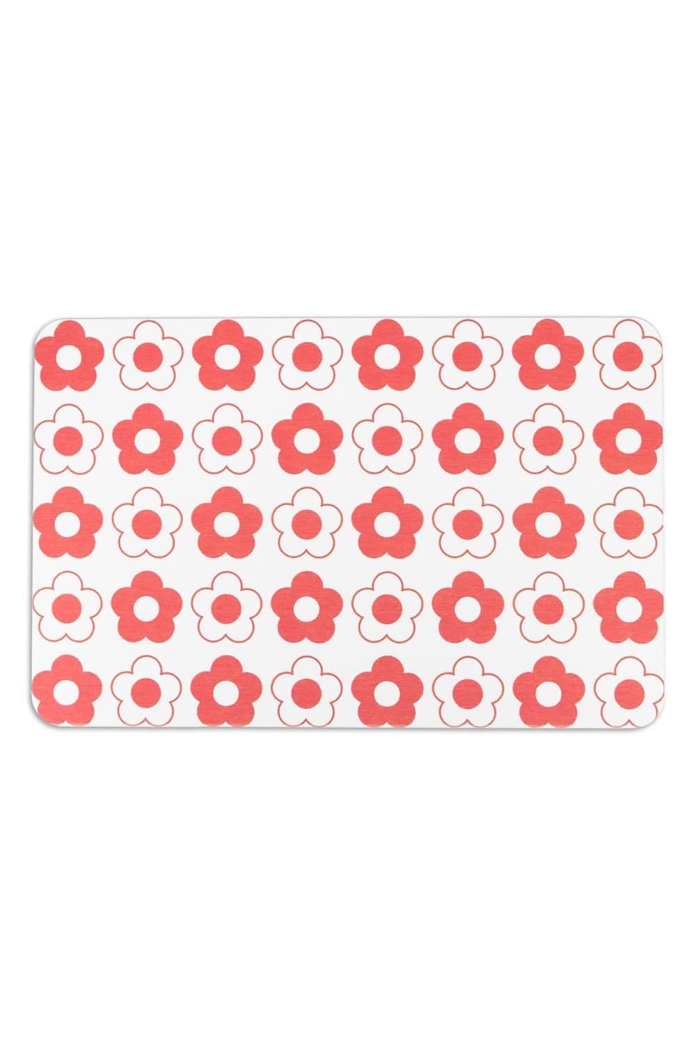 Red Flower Pattern Stone Non Slip Bath Mat