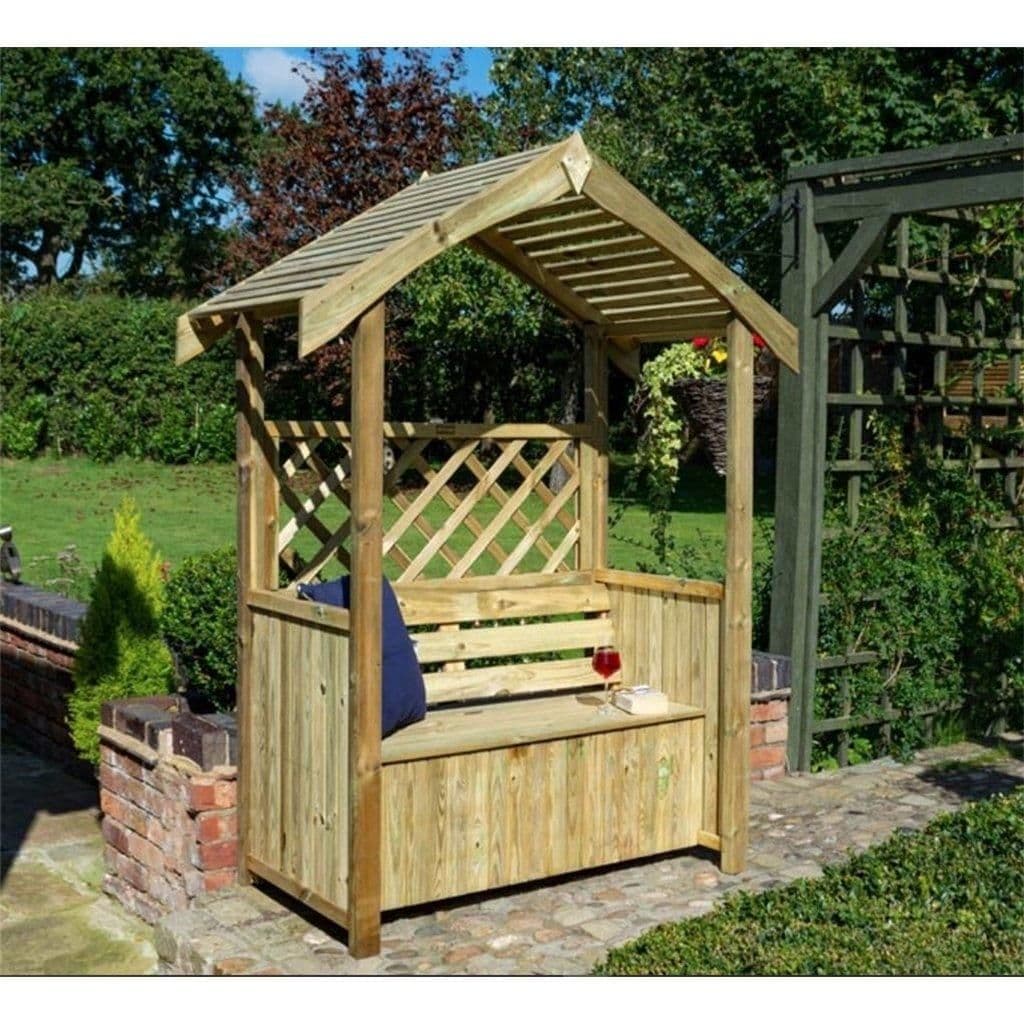 Deluxe Pressure Treated Apex Arbour Underseat Storage