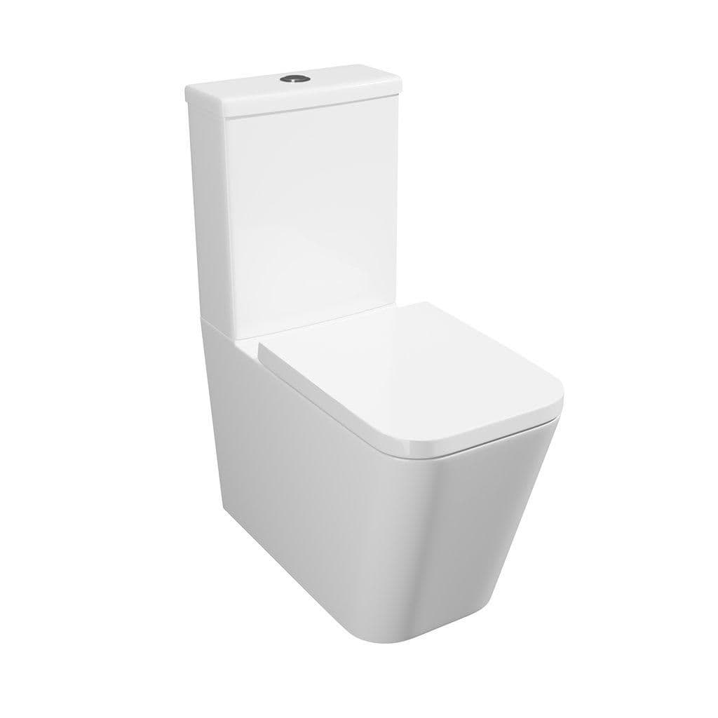 Premium CLOSED BACK SQUARE Rimless Pan Toilet Set
