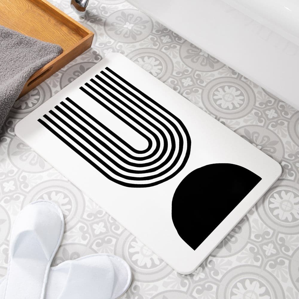 Abstract Half Moon Non Slip Bath Mat