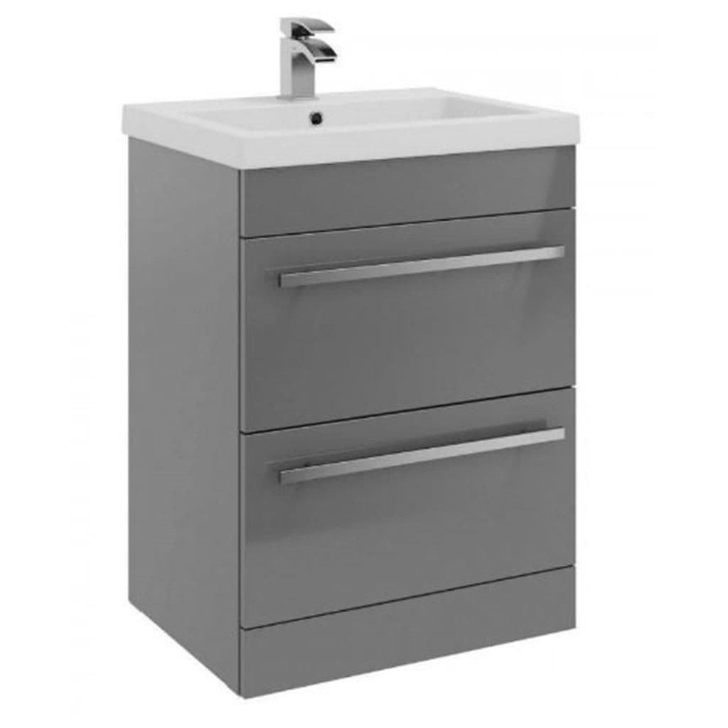 Gloss 2 Drawer Standing Unit Ceramic Basin 60cm Wide