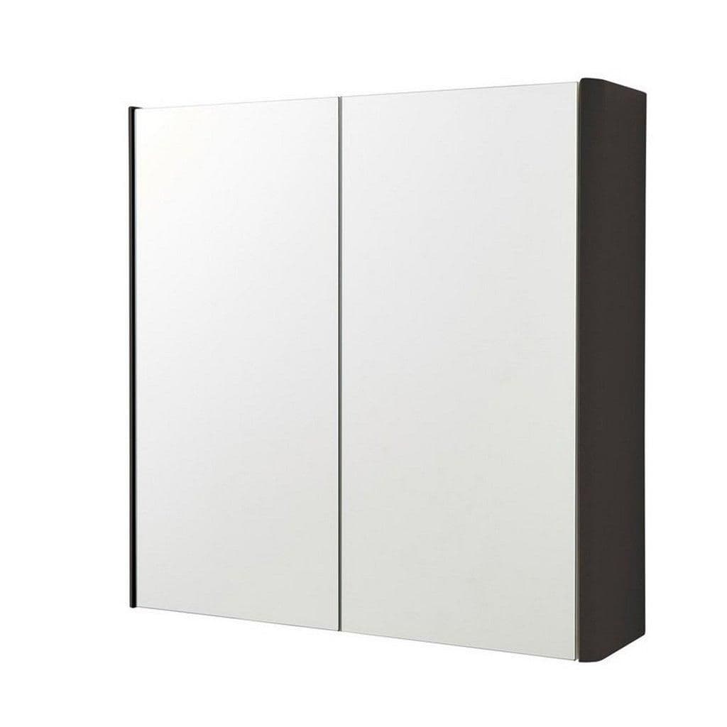 Matt Graphite 2 Door Mirror Bathroom Cabinet 60cm H x 60cm W