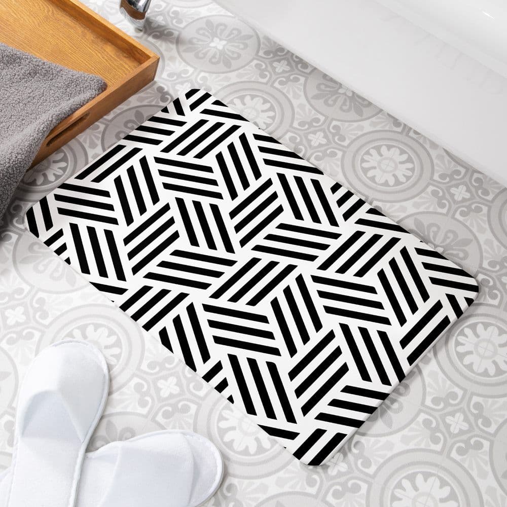 Geometric Lines Non Slip Bath Mat