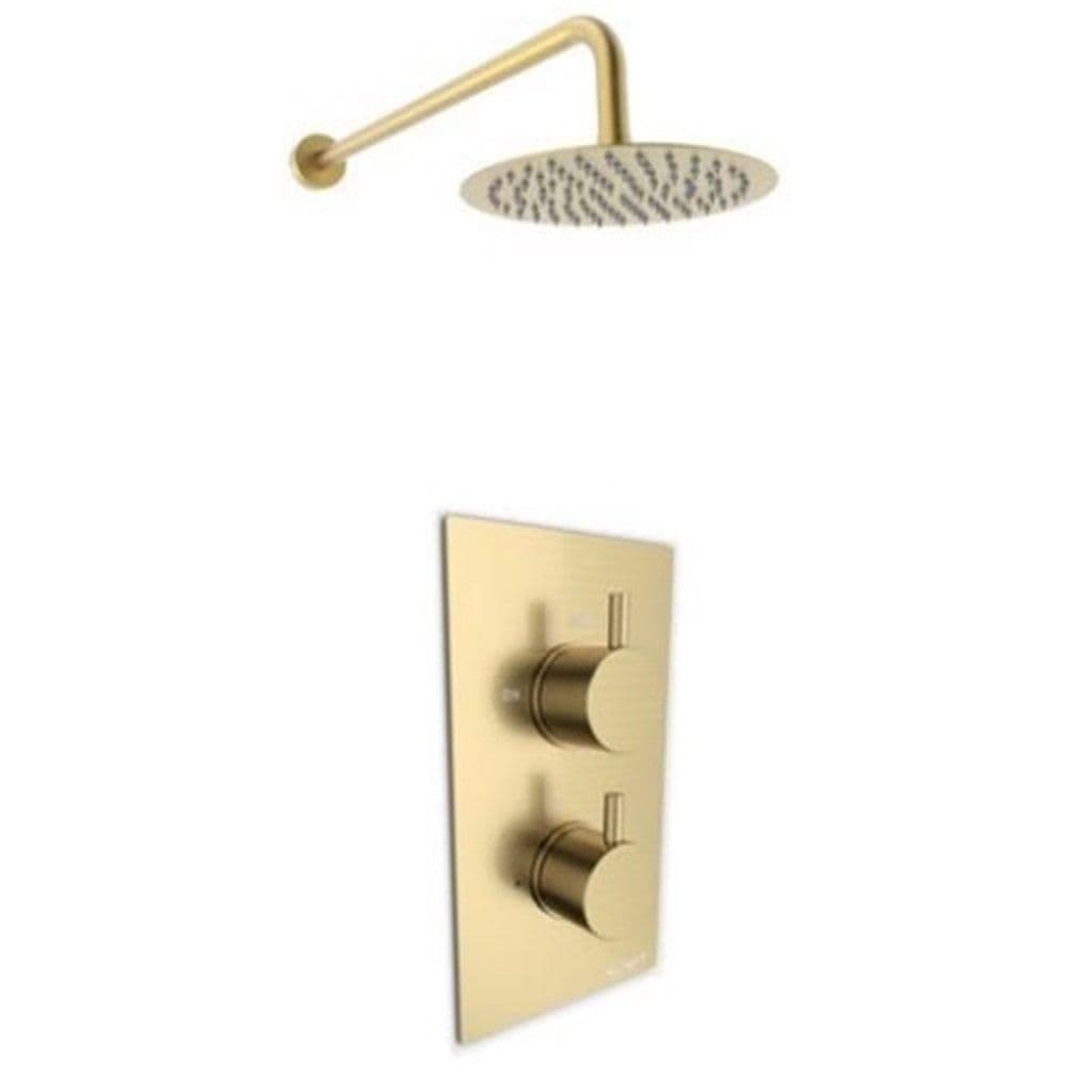 Brushed Brass Concealed Mixer Shower Fixed Overhead Drencher