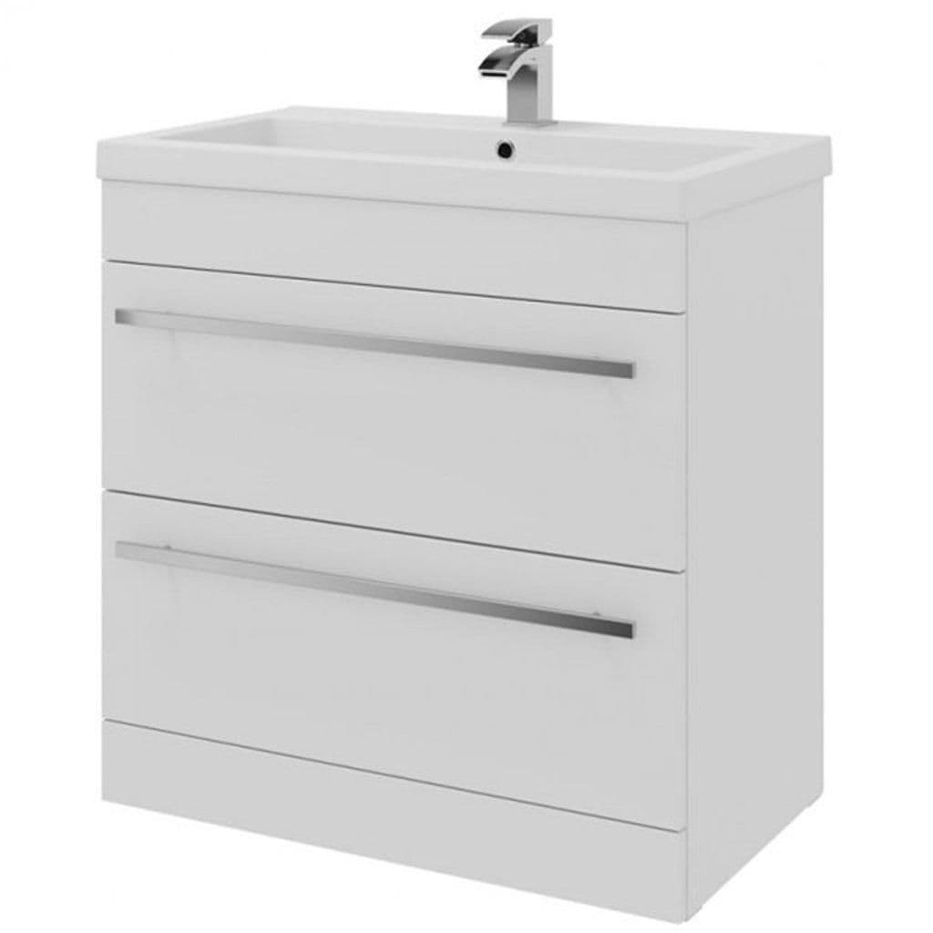 Bathroom 2 Drawer Standing Unit Ceramic Basin 80cm Wide