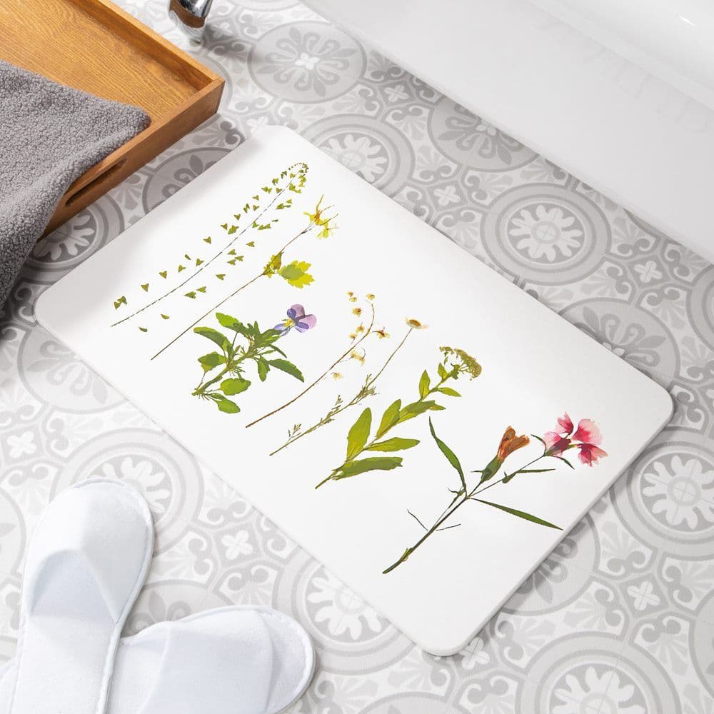 Pressed Flowers Non Slip Bath Mat