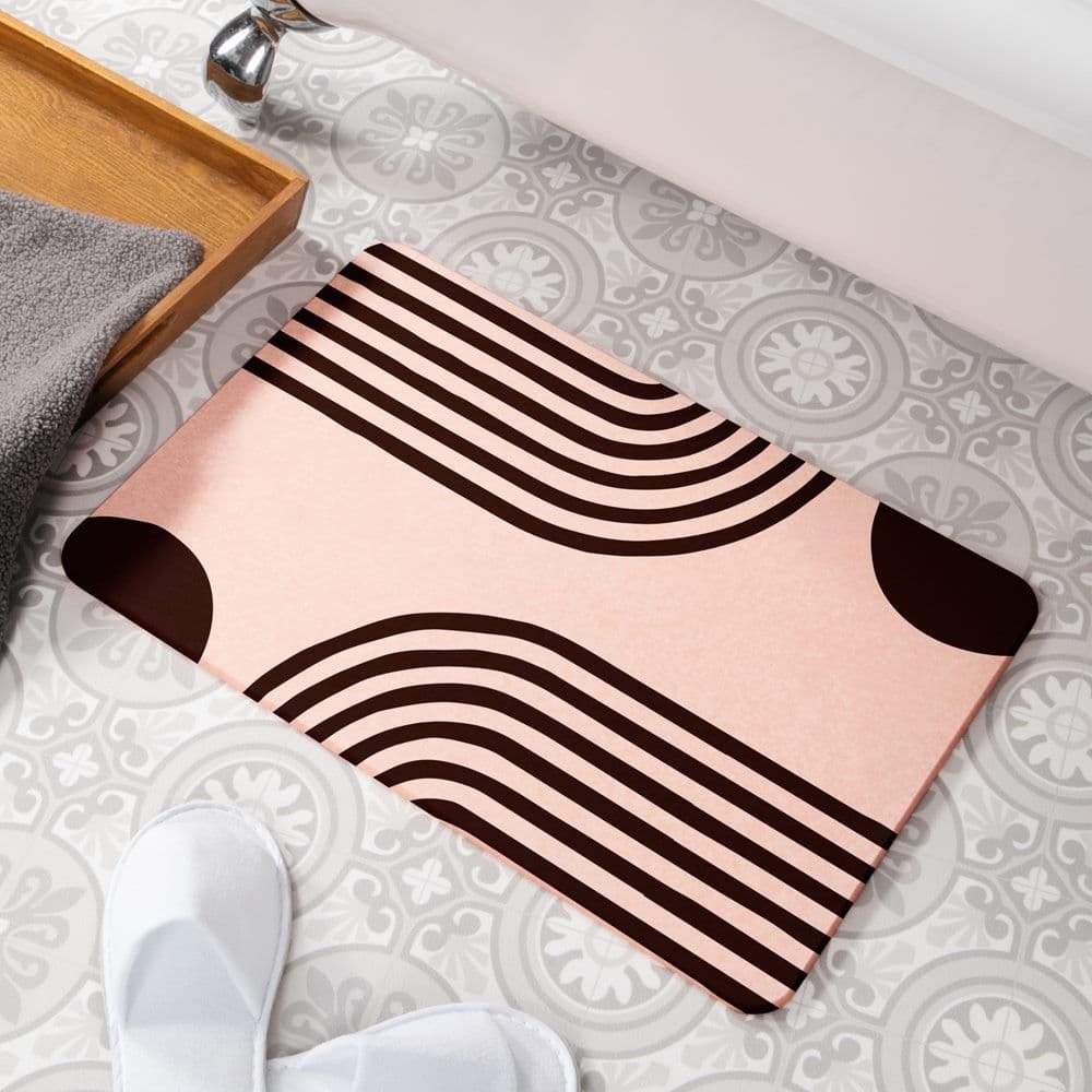Abstract Lines Stone Non Slip Bath Mat