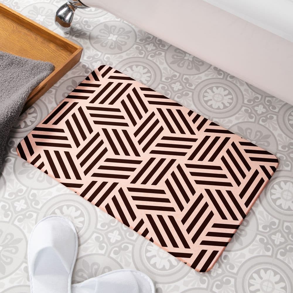 Geometric Lines Stone Non Slip Bath Mat