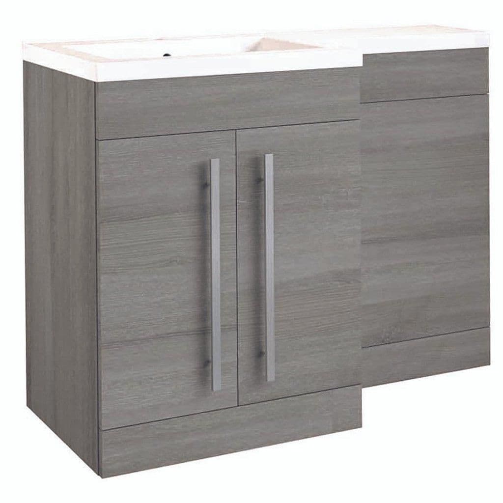 OakLeft Hand 2 Door Combo Unit L Shape Basin 1.1m Wide
