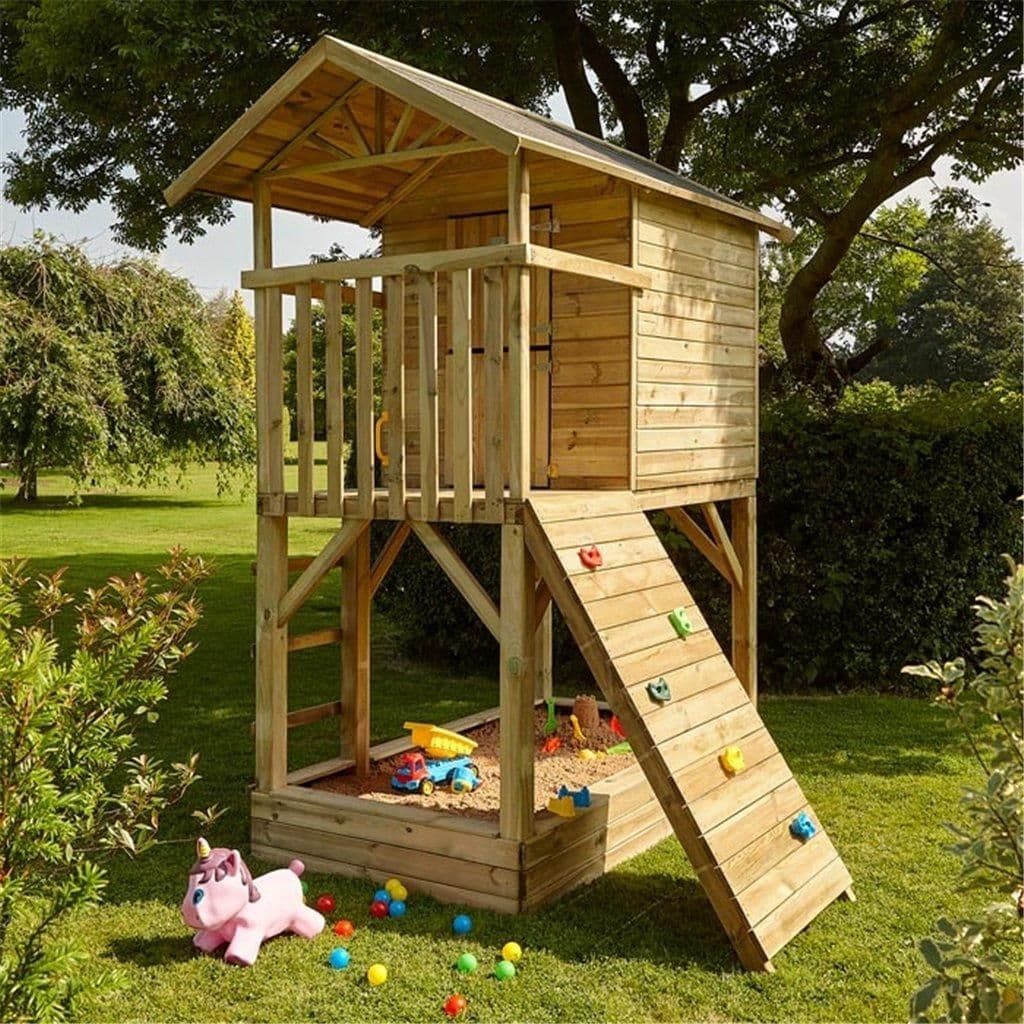 8 x 8 Beach Hut Playhouse Climbing Wall