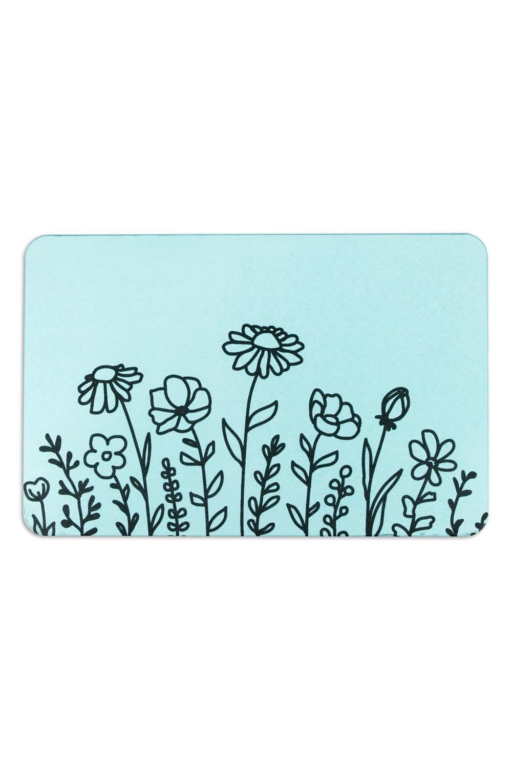 Flower Lines Aqua Stone Non Slip Bath Mat