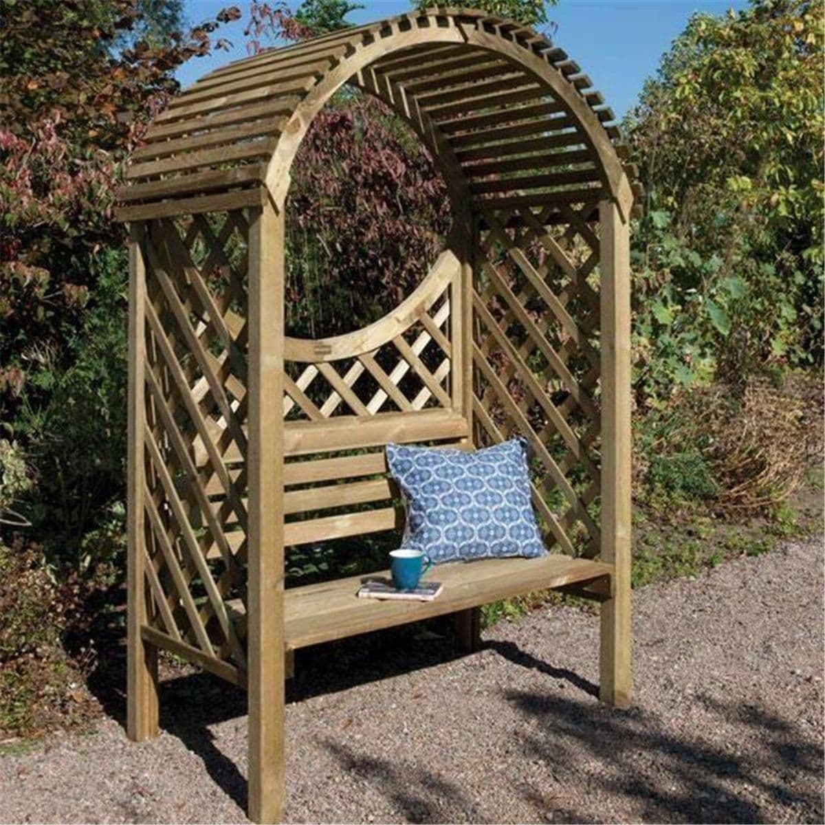Deluxe Pressure Treated Arbour Open Lattice Sides Arch