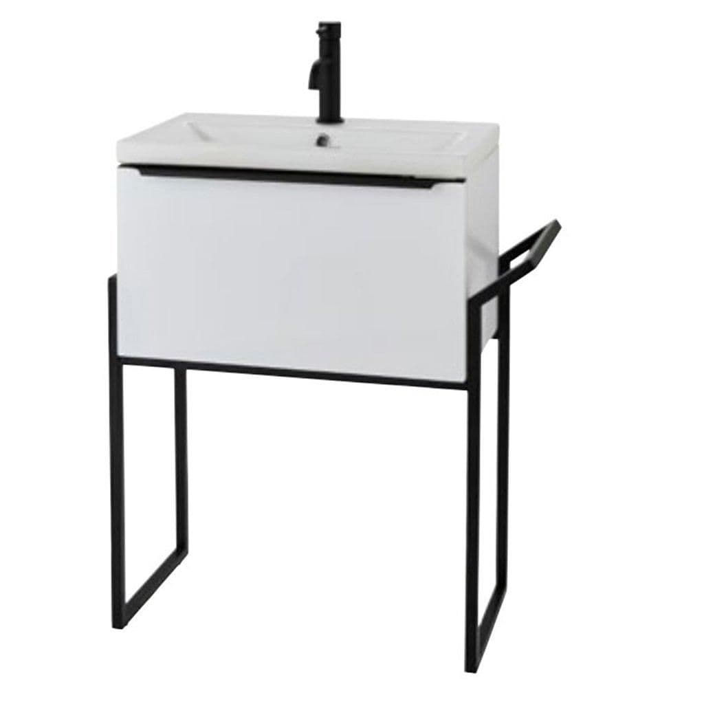 Gloss60cm Wall Hung Drawer Unit Ceramic Basin Frame