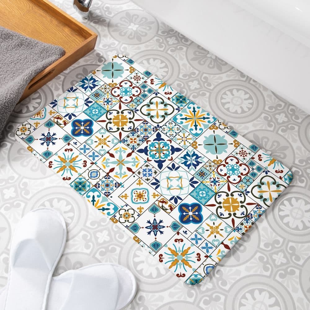 Moroccan Tile Non Slip Bath Mat
