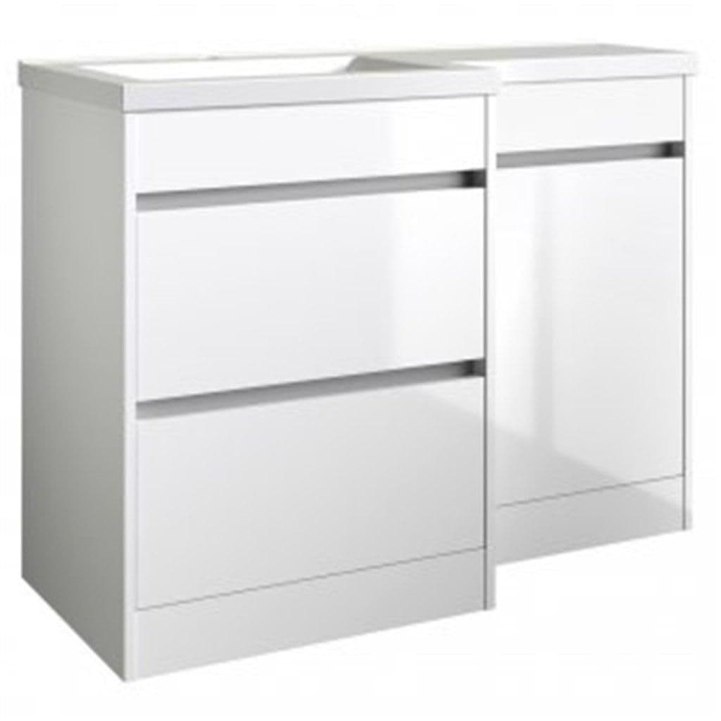 Left Hand 2 Drawer Combo Unit L Shape Basin 1.1m Wide