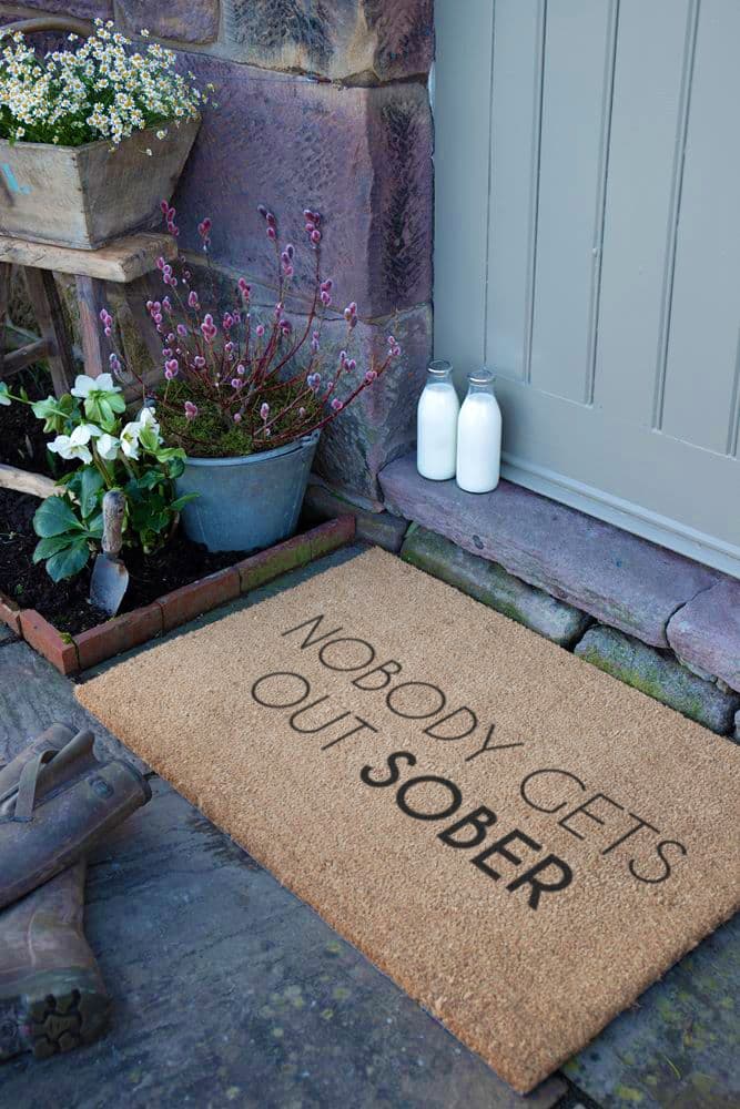 Nobody Gets Out Sober Country Coir Doormat