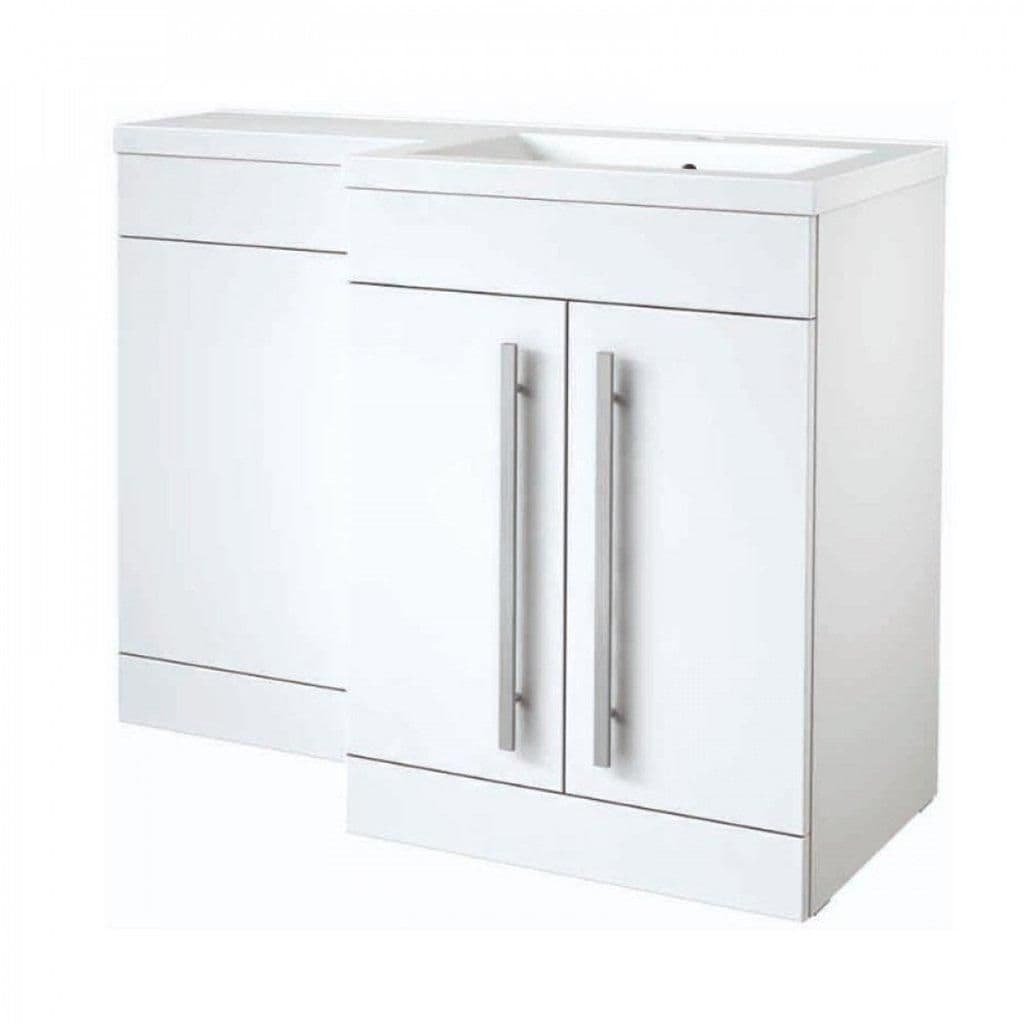 WhiteRight Hand 2 Door Combo Unit L Shape Basin 1.1m Wide