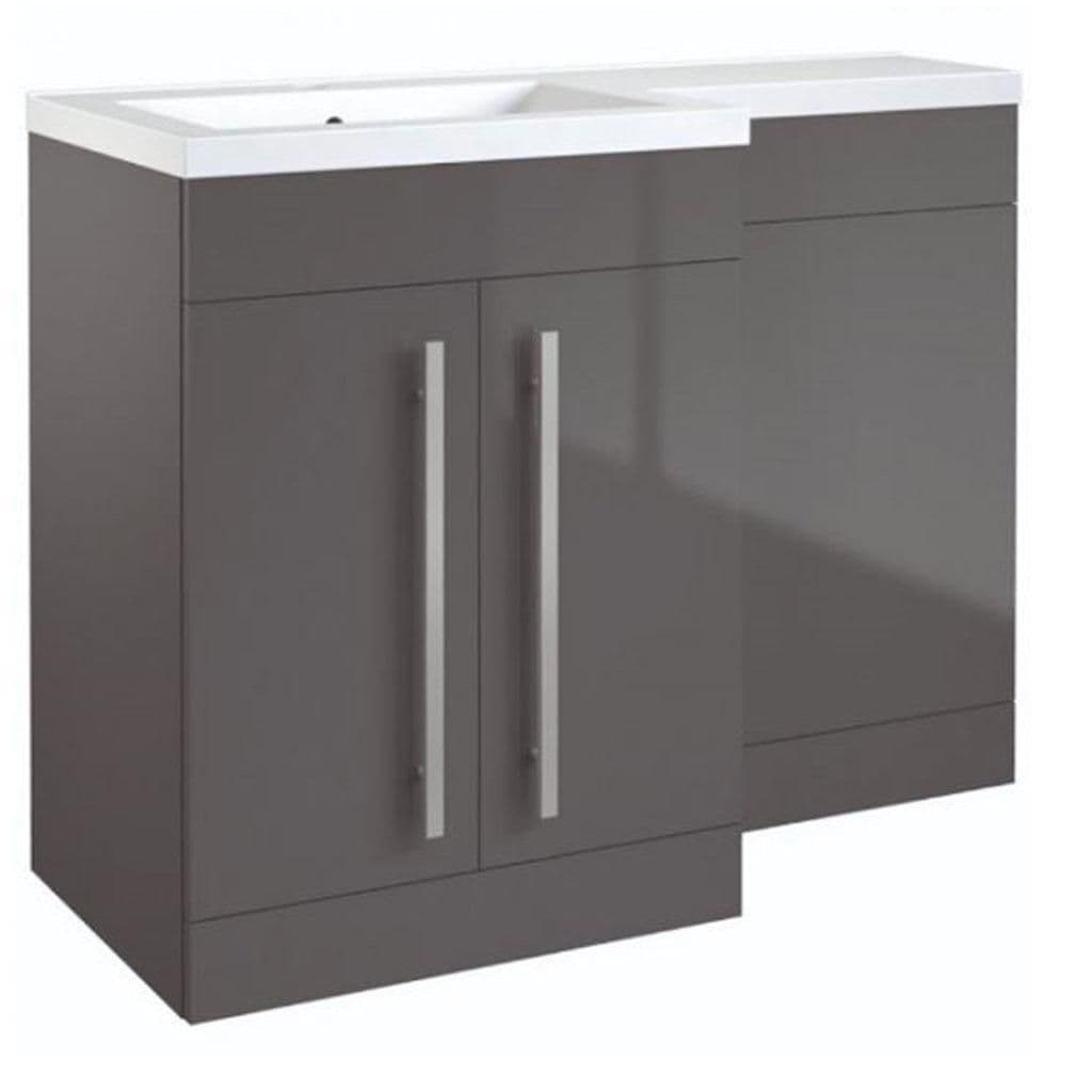 Gloss Left Hand 2 Door Combo Unit L Shape Basin 1.1m Wide
