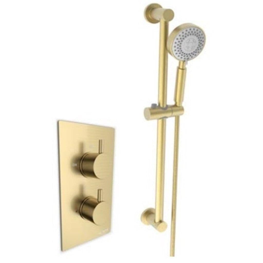 Brush Brass Concealed Mixer Shower Adjustable Hung Slide Rail Kit