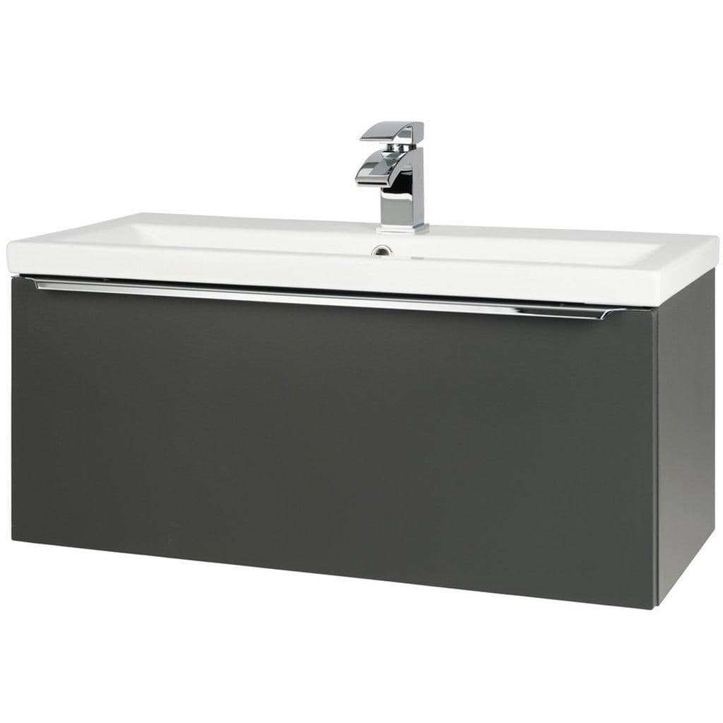 Matt Dark Grey 80cm Bathroom Wall Mounted Unit Basin
