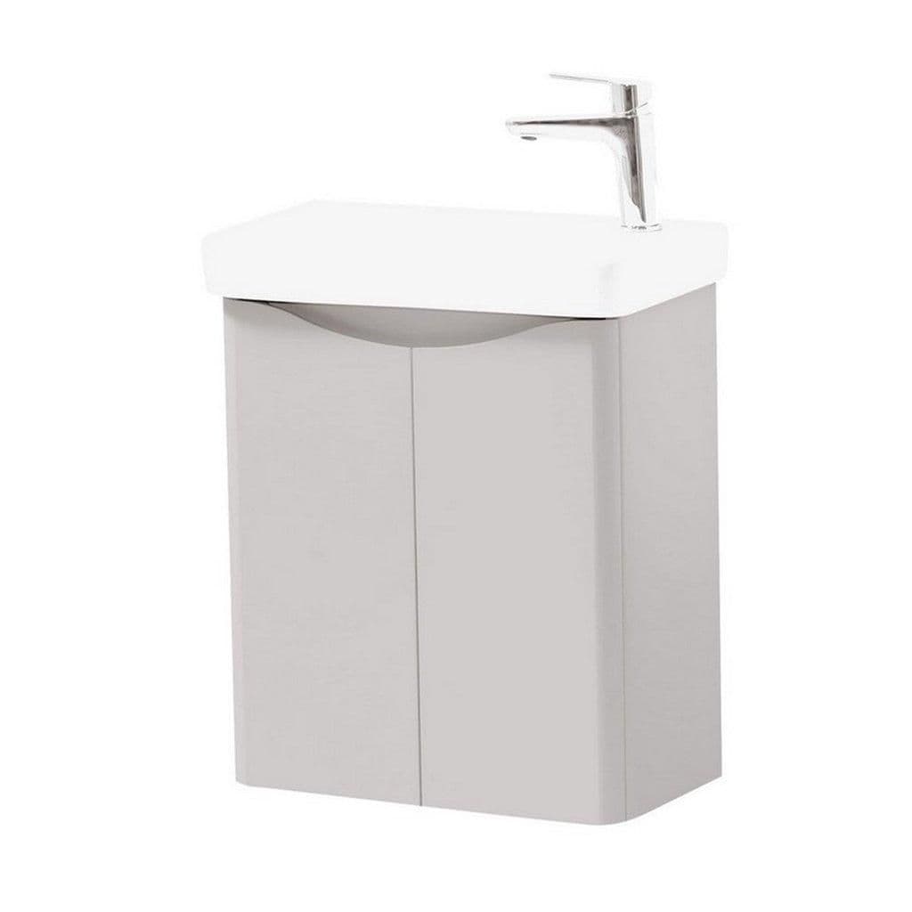 Cashmere Wall Hung 2 Door Cloakroom Unit Ceramic Basin 50cm Wide