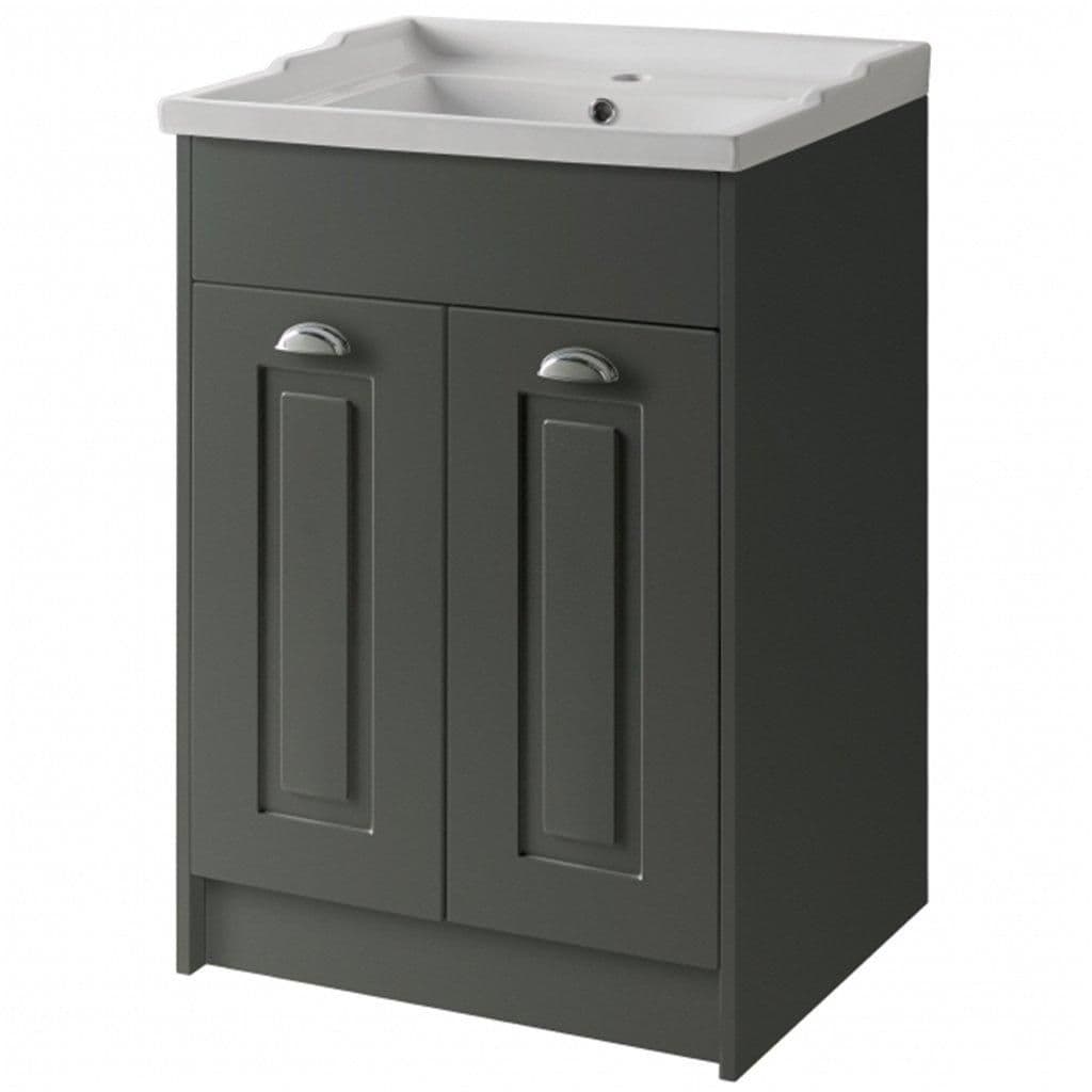 Matt Bathroom Standing 2 Door Unit Ceramic Basin 60cm