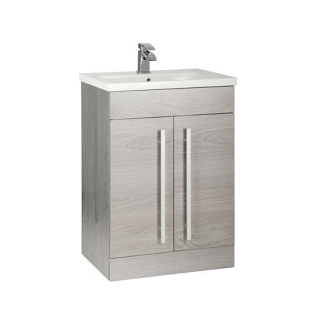 Oak 2 Door Standing Unit Ceramic Basin 60cm Wide