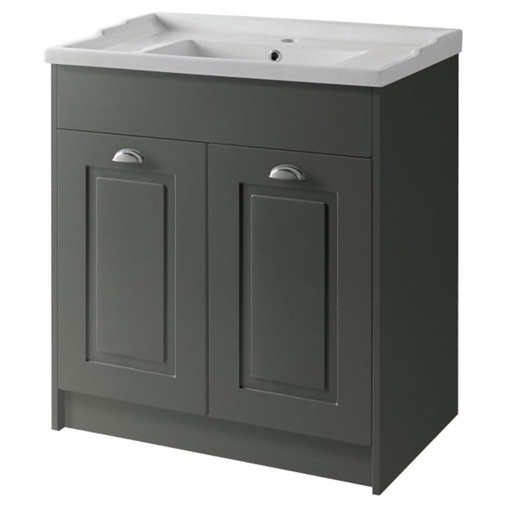 Matt Bathroom Standing 2 Door Unit Ceramic Basin 80cm