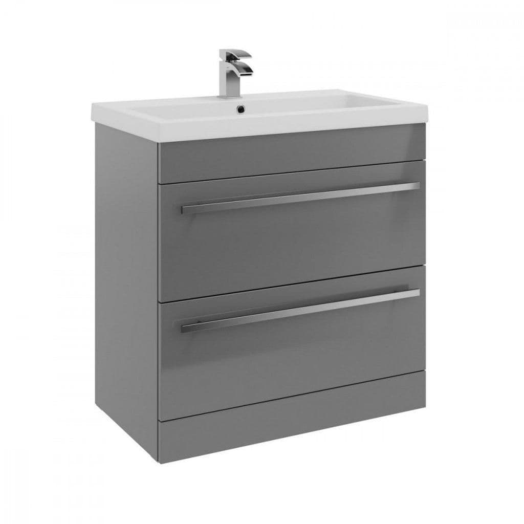Gloss 2 Drawer Standing Unit Ceramic Basin 80cm Wide