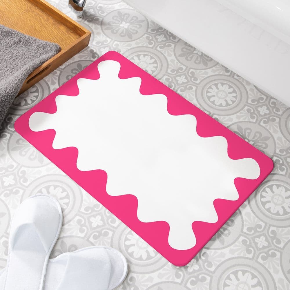 Wavy Frame Stone Non Slip Bath Mat