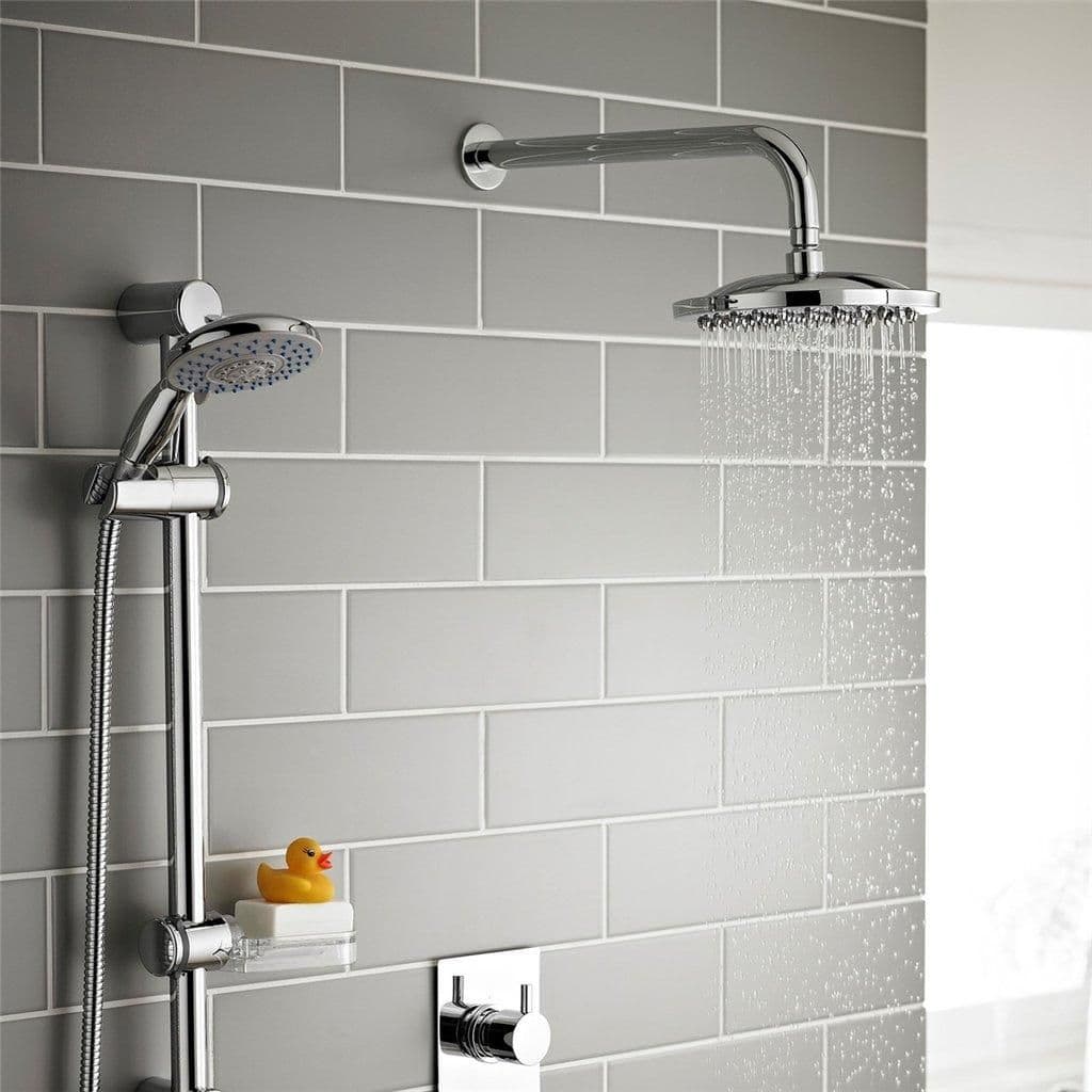 Chrome Triple Shower Hung Slide Rail Kit Overhead Drencher