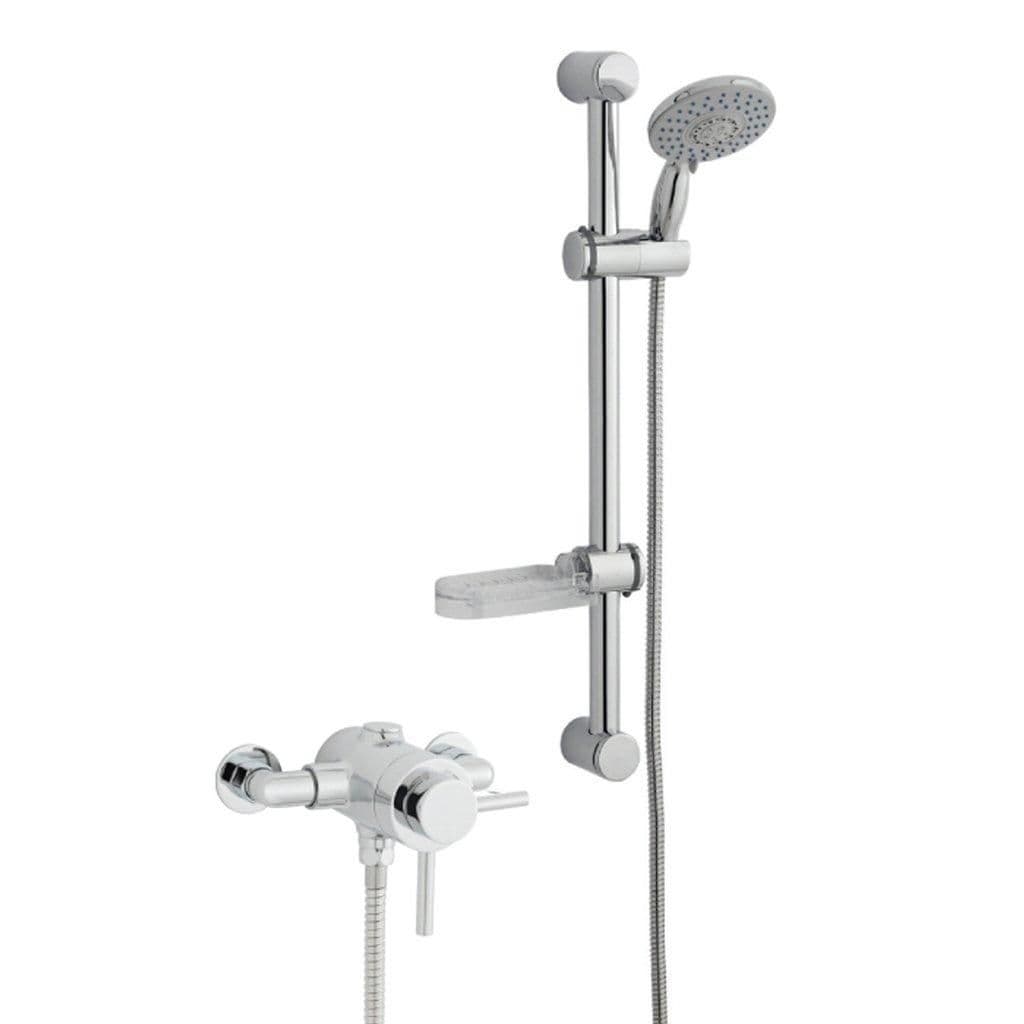 Chrome Exposed Mixer Shower Adjustable Wall Hung Slide Rail Kit