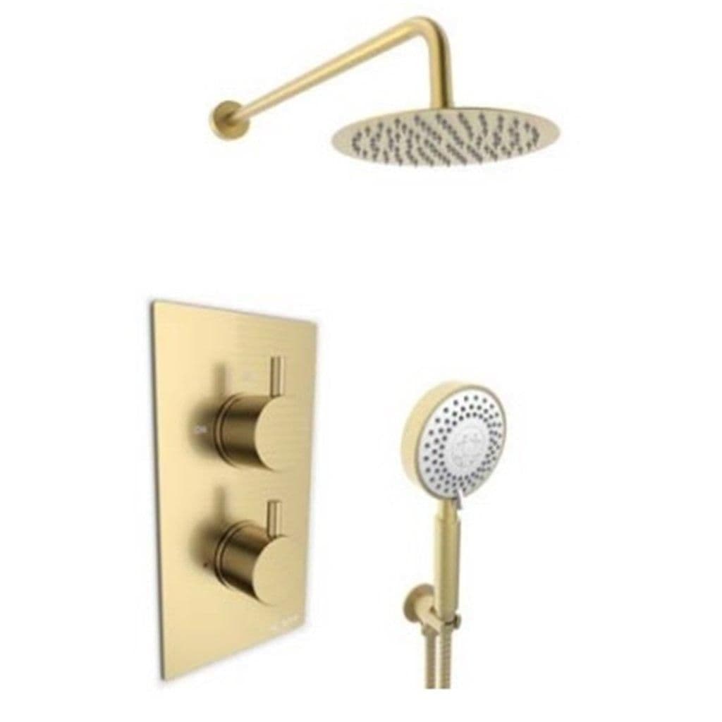 Brushed Brass Shower Separate Hand Shower Fixed Drencher