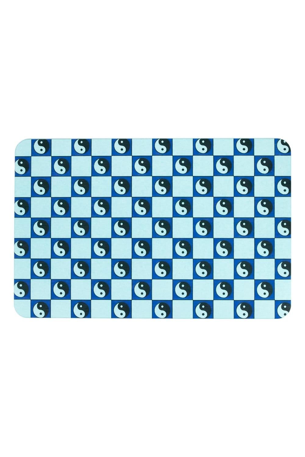 Yin Yang Check Aqua Stone Non Slip Bath Mat
