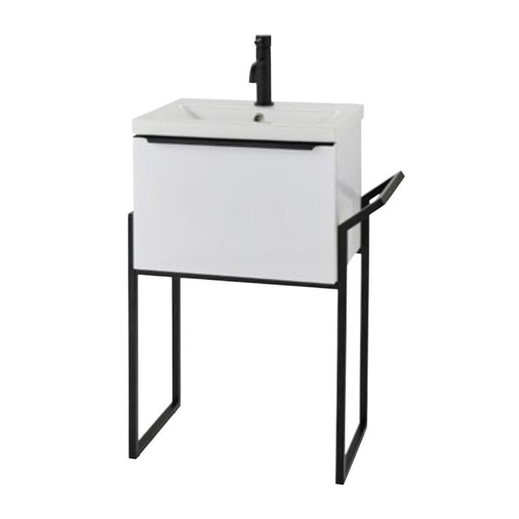 Gloss500mm Wall Hung Drawer Unit Ceramic Basin Frame