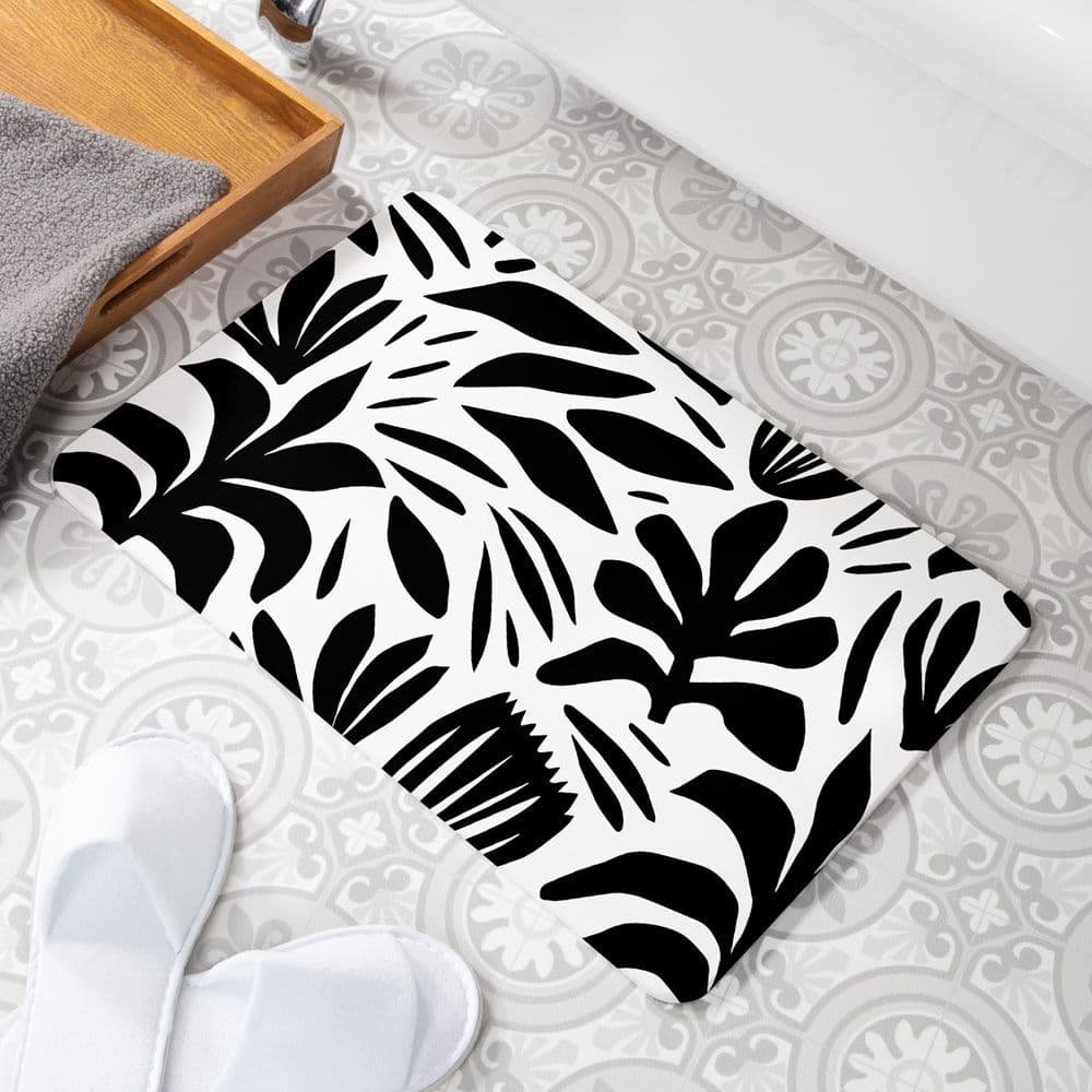 Abstract Leaf Non Slip Bath Mat
