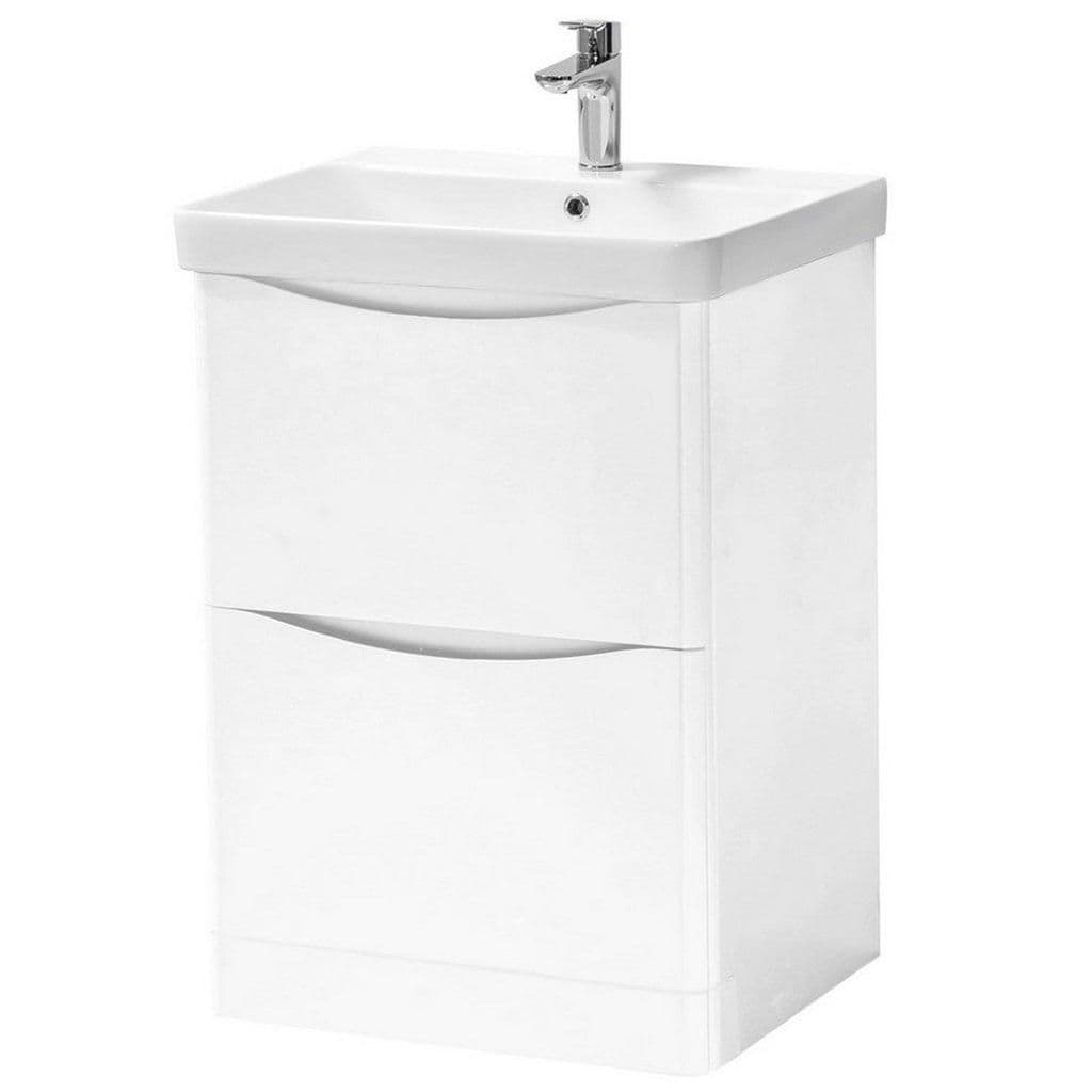 Gloss Bathroom Standing 2 Drawer Unit Basin 60cm Wide
