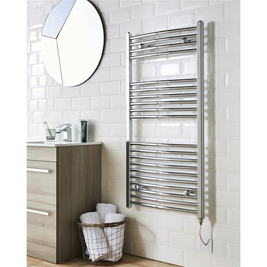 Chrome Electric Towel Rail Curved 1200mm x 500mm