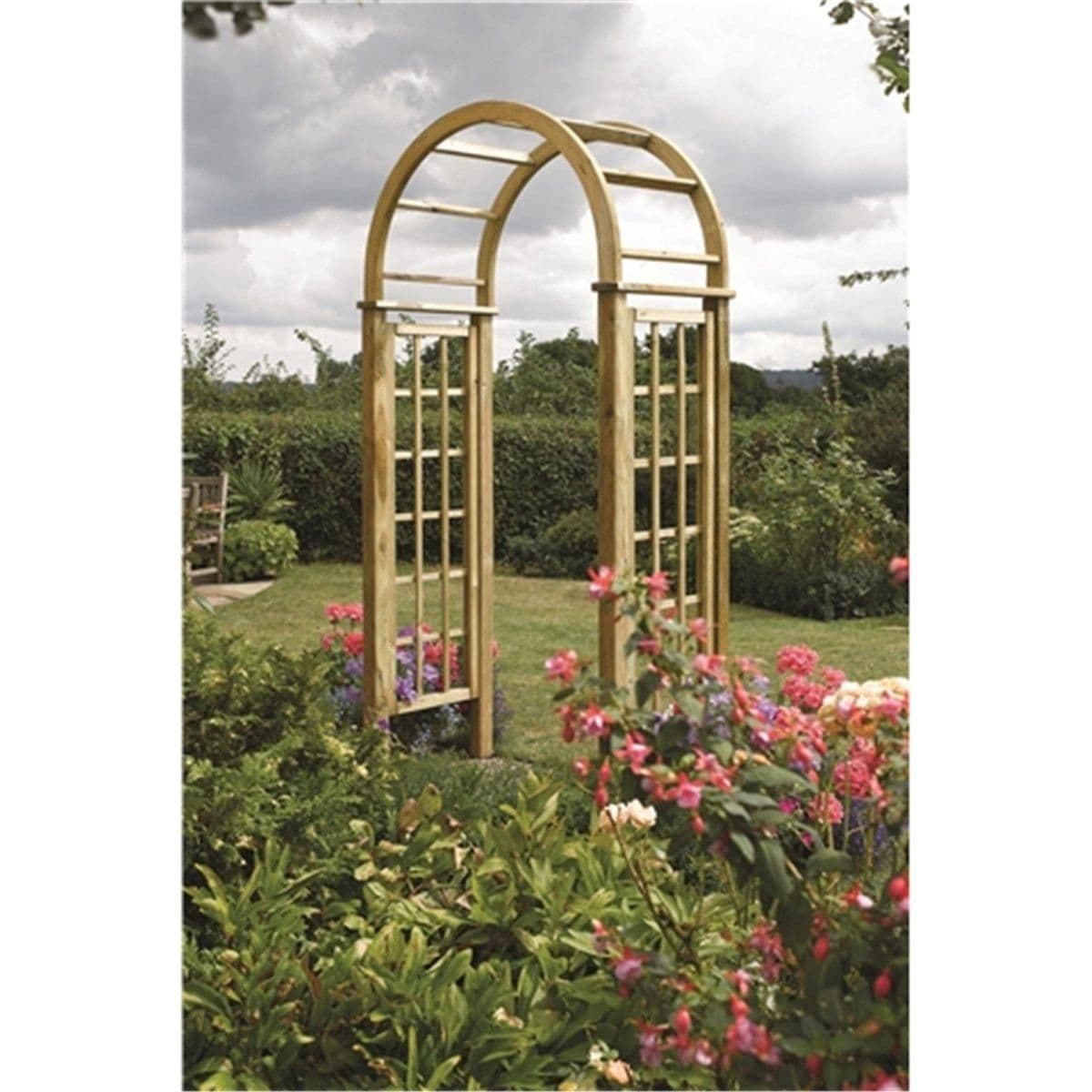 Pressure Treated Round Top Arch Open Trellis Sides