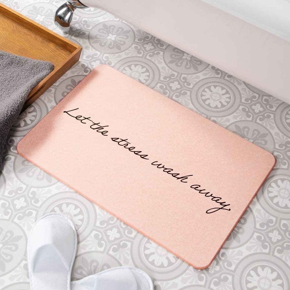 Let Stress Wash Away Stone Non Slip Bath Mat