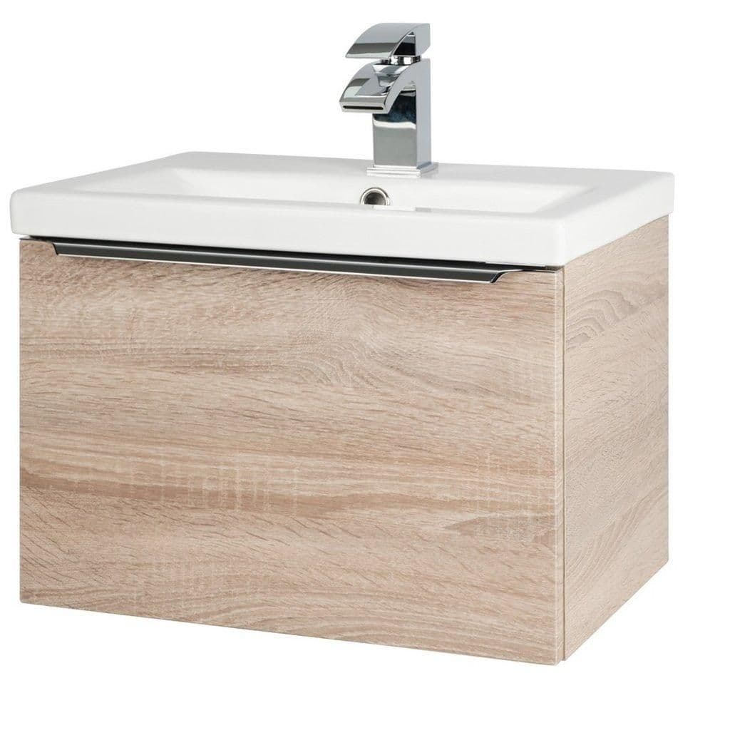 Sonoma Oak 500mm Wall Mounted Bathroom Unit Basin