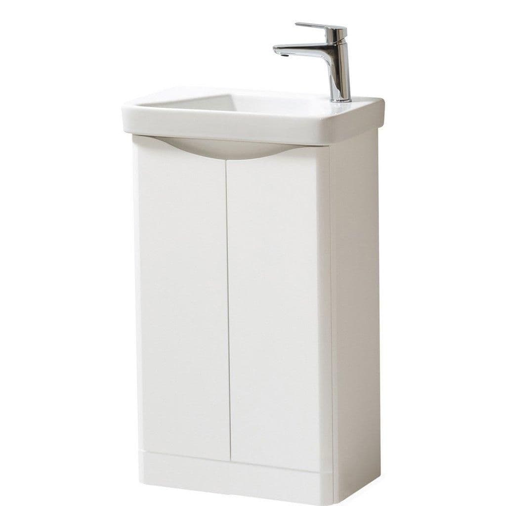 Gloss Standing 2 Door Cloakroom Unit Ceramic Basin 50cm Wide