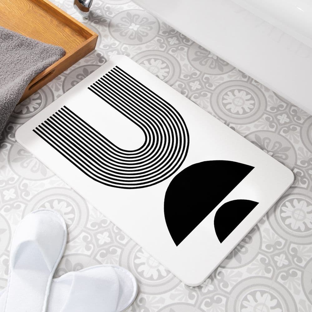 Abstract Half Moons Non Slip Bath Mat