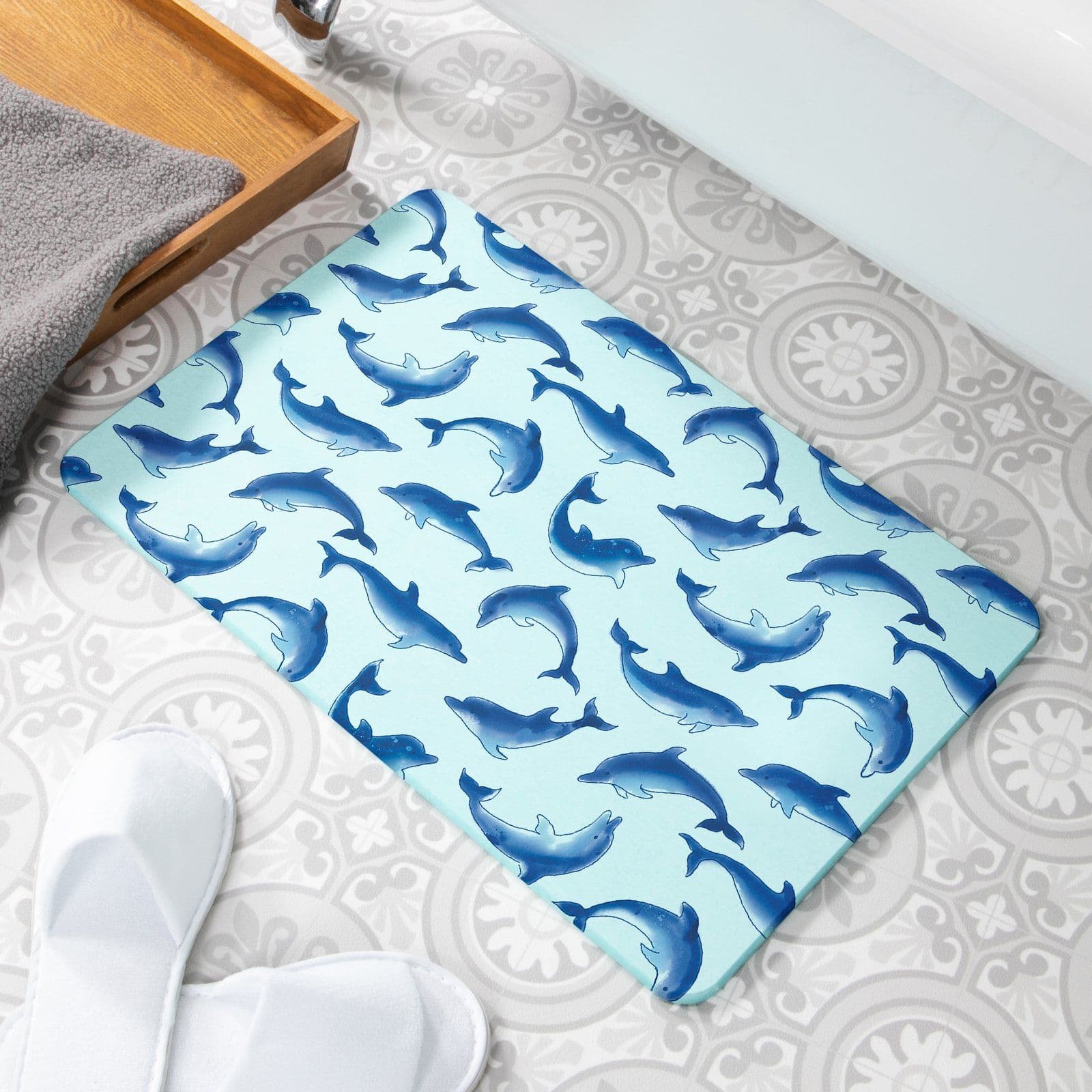 Dolphins Non Slip Stone Bath Mat