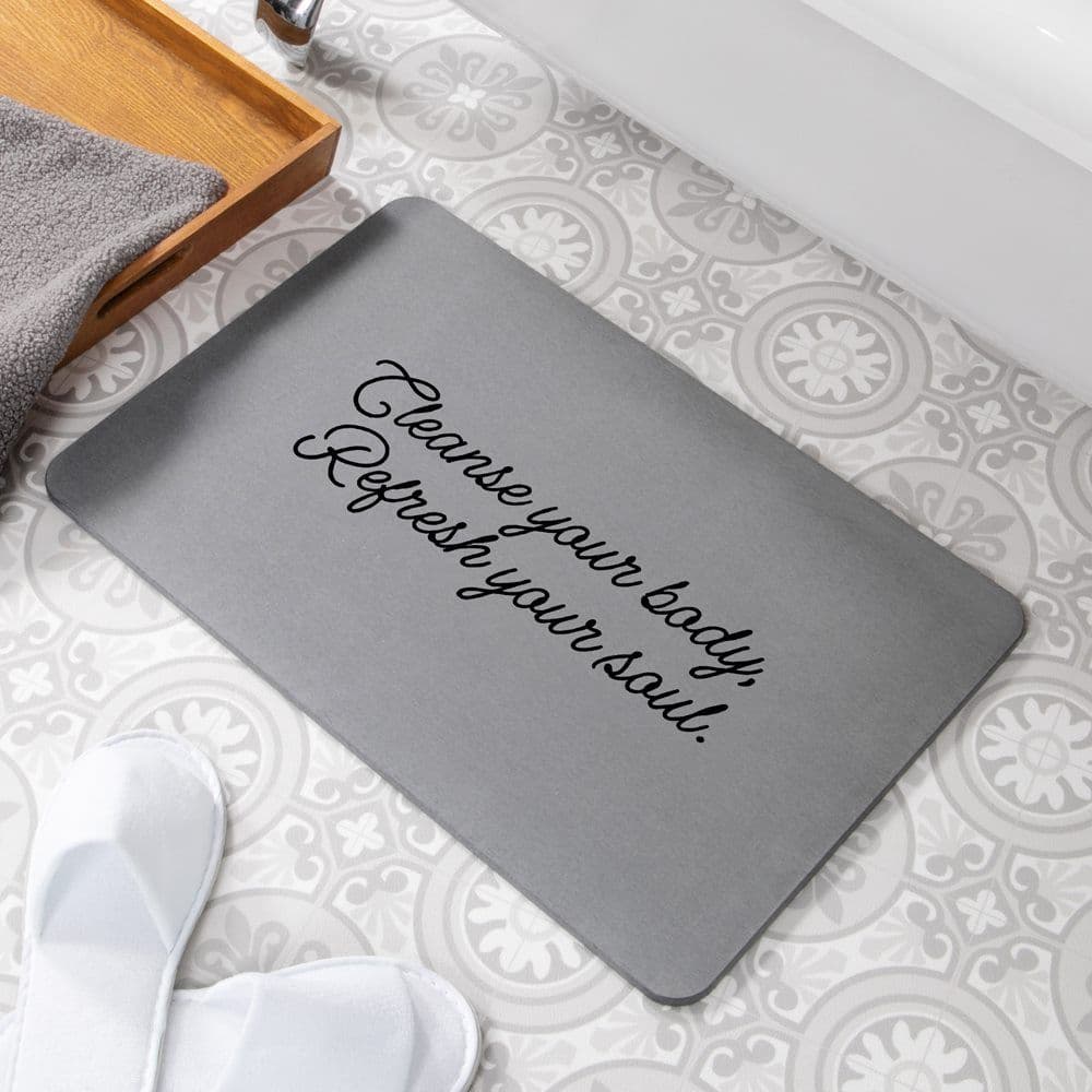 Cleanse Your Body Refresh Your Soul Stone Non Slip Bath Mat