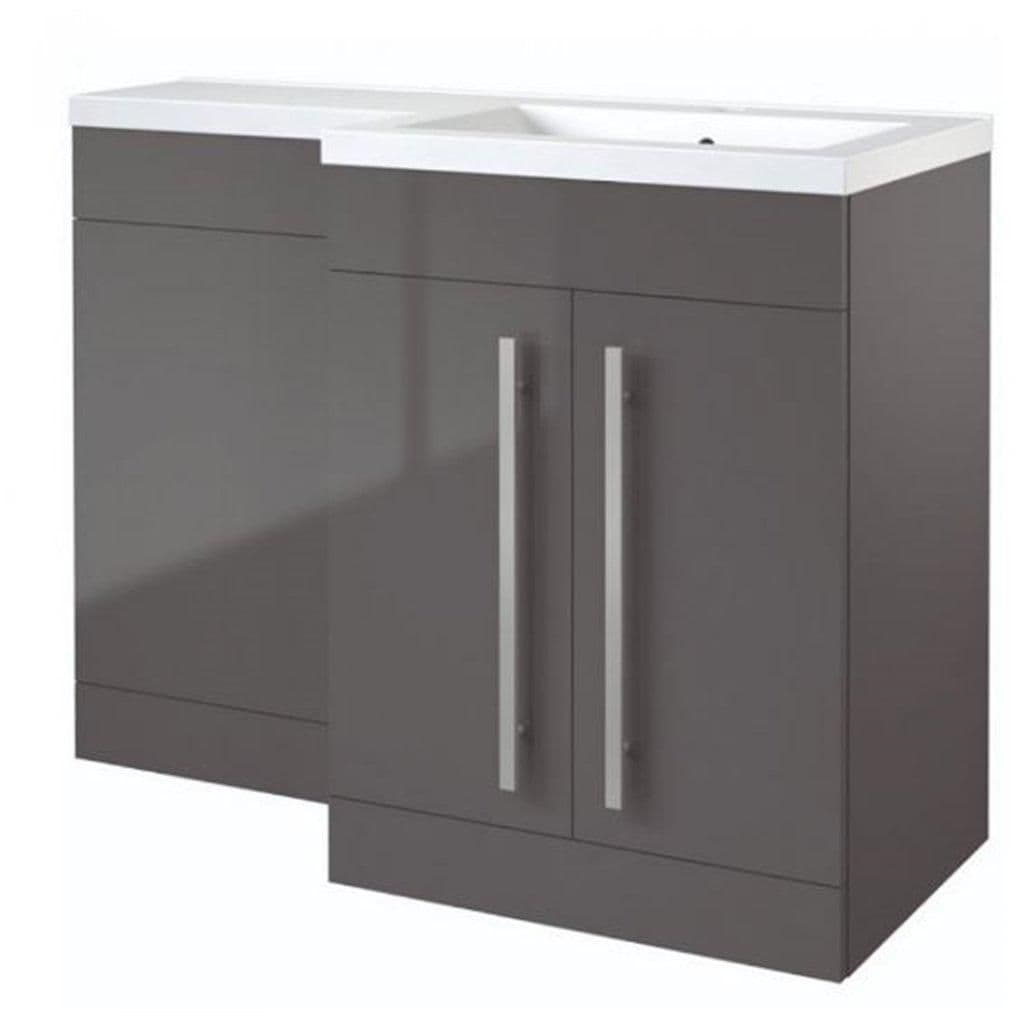 Gloss Right Hand 2 Door Combo Unit L Shape Basin 1.1m Wide