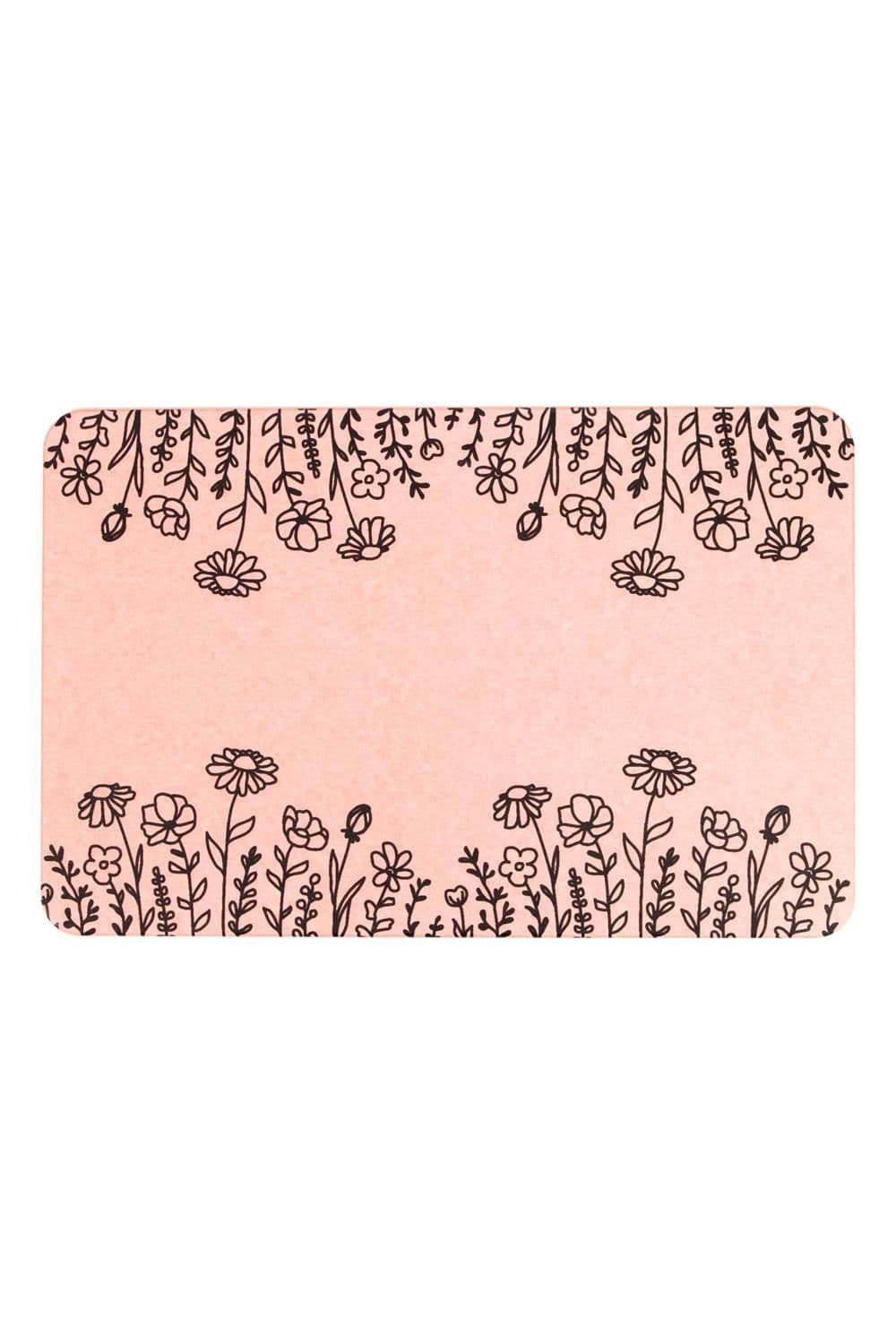 Flowers Border Stone Non Slip Bath Mat